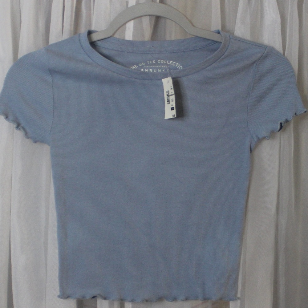 Basic Women's The OG TEE COLLECTION Baby Blue Shrunken Tee Cropped Sz(XS)